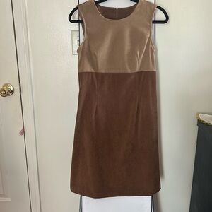 Velvet Tan/Brown color block midi dress
